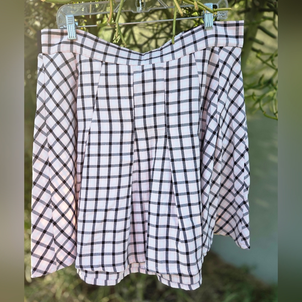 Torrid Black and Cream Plaid Midi Skirt